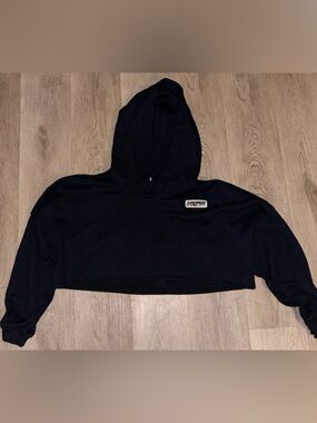 Savage X Fenty Black Hoodie with Purple Tag and Rose Gold Logo